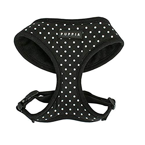 Puppia Dotty Dog Harness Over-the-Head No Pull No Choke Walking Training Adjustable for Small & Medium Dog, X-Small, Black