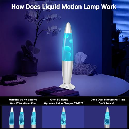 AONESY Liquid Motion Lamps 17 Colors Changing Lamp with Remote, 13.5 Inch Small Relax Night Light for Kids Adults, Pink, B...