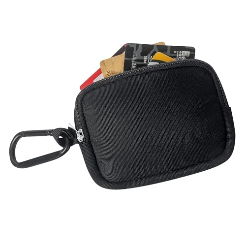 TUBGIIKS 2-Piece Mini Pouch with Carabiner Clip, Unisex Small Organizer Case for Electronics, Makeup, and Accessories (Black)