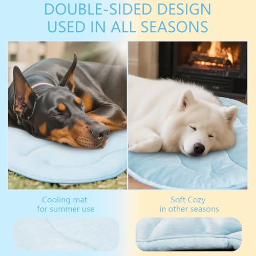 BECEMURU Dog Cooling Mat, Thickened Soft Pet Cooling Pad for Summer, 36"x23" Cloud-Shape Pet Bed for Crate Kennel Sofa, No...