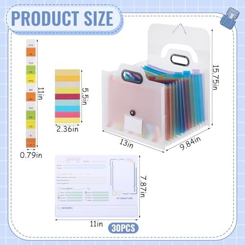 School Memory Box School Years Organizer Kit with 30 Writable Sheets Memory Book Photo Album Keepsake Box for Storing Memo...