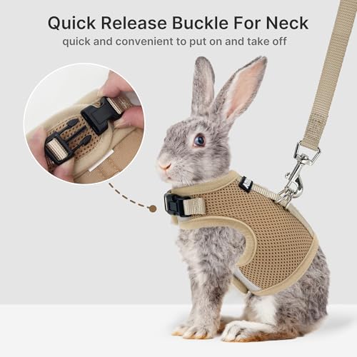 AIITLE Breathable Bunny Harness and Leash Set, Adjustable Straps & Magic Tape Design, Comfort Fit Vest for Puppies, Cats, ...