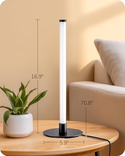 EDISHINE LED Table Lamp, Modern Slim Bedside Lamp with 360° Illumination, Stepless Dimming & 3 Color Temperature, Nightsta...
