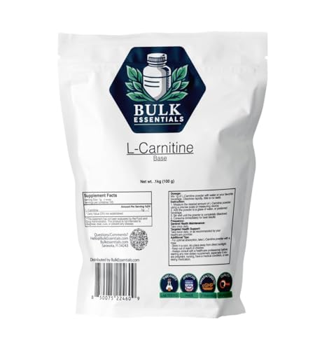 Bulk Essentials l Carnitine Supplement – Unflavored 100g Amino Acid for Metabolism & Endurance – USA Made Non GMO, Gluten-...