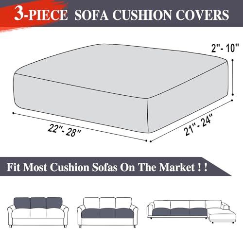 LA MEACK Couch Cushion Covers Seat Cushion Cover Stretch Couch Cover Separate Sectional Sofa Slipcovers Furniture Protecto...