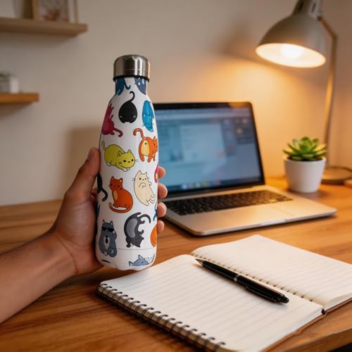 Makachen Cat Insulated Sport Water Bottles Stainless Steel Travel Mugs BPA Free Tumbler For Outdoor Camping Travel 20oz