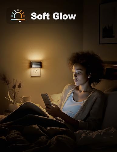 JandCase LED Night Light, [2 Pack] Night Lights Plug into Wall with Dusk to Dawn Sensor, Dimmable Plug in Night Light, Adj...