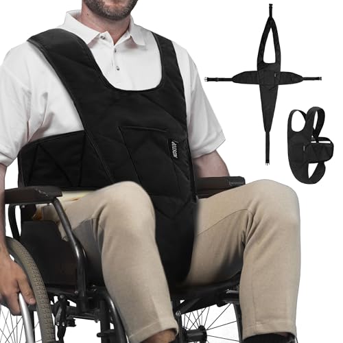 MDSTOP Wheelchair Safety Belt, Anti-Slip Wheelchair Seatbelt, Wheelchair Harness with Adjustable Secure Buckle, Medical Re...
