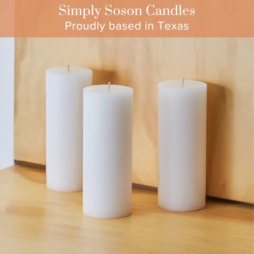 Simply Soson 2x4 inch White Pillar Candles Set of 10, Smooth Texture, Unscented White Candles, Dripless Candles, 2 inch Pi...