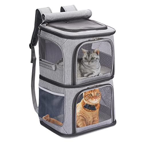 VOISTINO 2-in-1 Double Pet Carrier Backpack for Small Cats and Dogs, Portable Pet Travel Carrier, Super Ventilated Design,...
