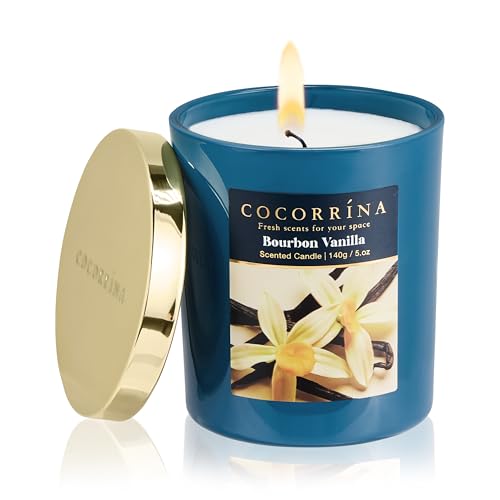 COCORRÍNA Fall Candles - Bourbon Vanilla 5 oz Soy Wax Scented Jar Candles for Home Scented, 31 Hours Burn Time, Aromathera...