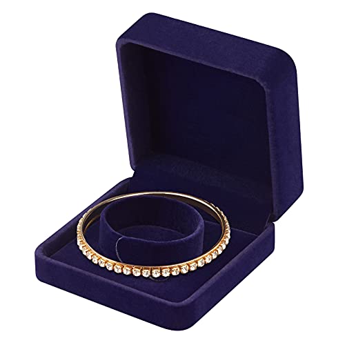 LETURE 4 Pieces Classic Velvet Bracelet Bangle Pendant Necklace Gift Box, Travel Jewelry Box Display Storage Case for Gif...