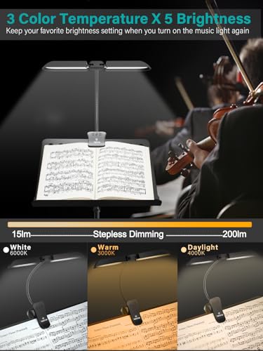Vekkia 64 Led Rechargeable Music Stand Light - Folding Clip On Piano Lamp, Portable Professional with 5 Brightness×3 Color...