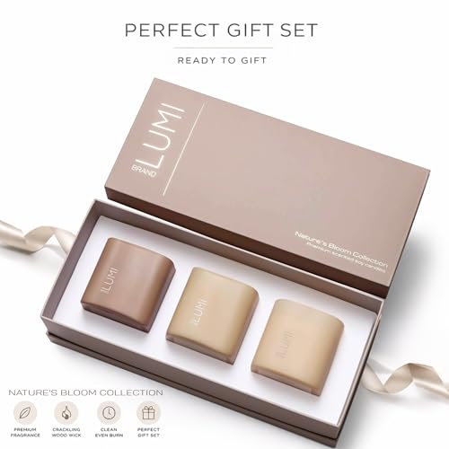 Set of 3 Premium Scented Soy Candles Gift Set | Nature's Bloom Collection - Gardenia, Hilton Garden and Rose & Oud | Crack...