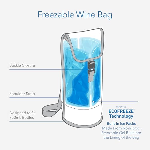 PackIt Freezable Wine Bag, Celebration Dot, Built with EcoFreeze Technology, Foldable, Reusable, Shoulder Strap with Buckl...