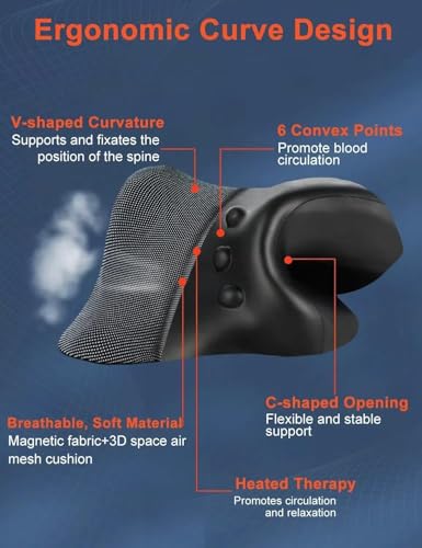 Wireless Heated Neck Stretcher for Pain Relief, Portable Cordless Neck Shoulder Cervical Traction Device with Graphene Hea...