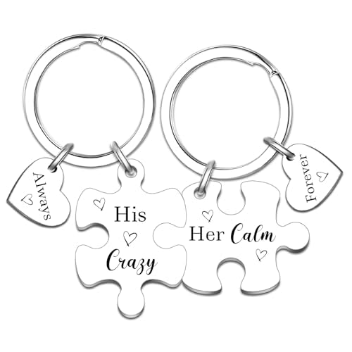His And Hers Gifts Matching Keychains for Couples Husband Wife Engagement Gifts for Couples Long Distance Relationship Gif...