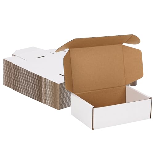 MEBRUDY 6x4x2 Inches Shipping Boxes Pack of 50, Small Corrugated Cardboard Box for Mailing Mailer Packing, White