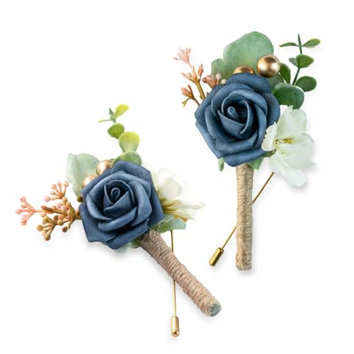YSOJMAN Boutonniere for Men Wedding, Groom Groomsman Artificial Rose Flowers for Wedding Anniversary Celebration,Prom,Part...