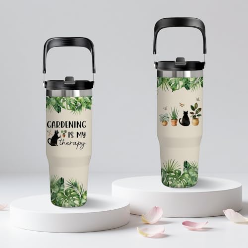 xiiai Garden Gifts for Plant Lovers - 30oz Insulated Stainless Steel Tumbler with Handle, Cute Leak-Proof Water Bottle for...
