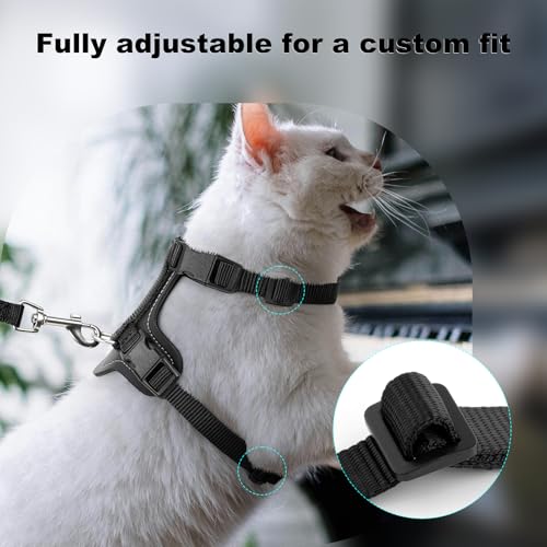Plutus Pet Adjustable Cat Harness and Leash Set, Quick Release, Escape Proof Nylon Vest with Leather Trim for Kitten, Smal...
