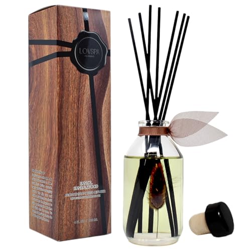 LOVSPA Reed Diffuser Set, Santal (Sandalwood) Scented Oil Diffuser with Sticks, Home Fragrance Accessories for Bathroom Sh...