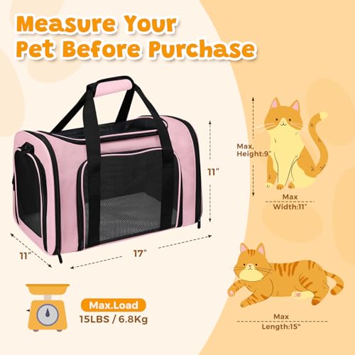 FOORLON Cat Carrier Soft for Pets Up to 15 Lbs, Cat Travel Bag Soft-Sided with Padded Shoulder Strap, Pet Dog Carriers for...
