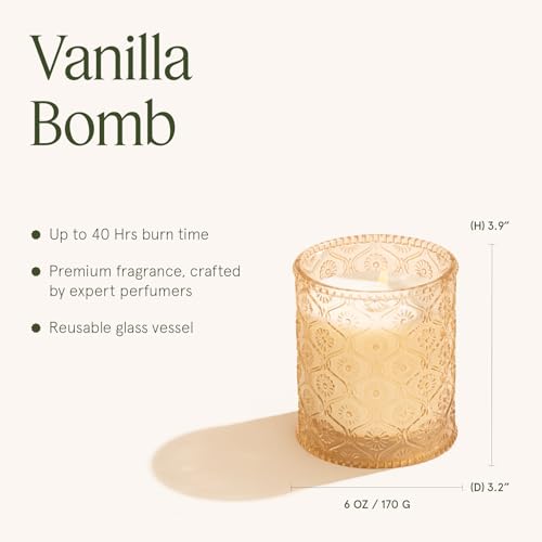 LA JOLIE MUSE Vanilla Bomb Candle | Vanilla, Lemon Zest & Patchouli | 6 oz Cotton Wick | Natural Soy Wax | 40 Hours Clean ...