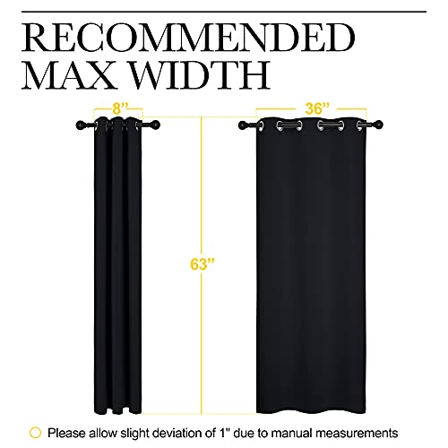 NICETOWN Pitch Black Solid Thermal Insulated Grommet Blackout Curtains/Drapes for Bedroom Window (2 Panels, 42 inches Wide...