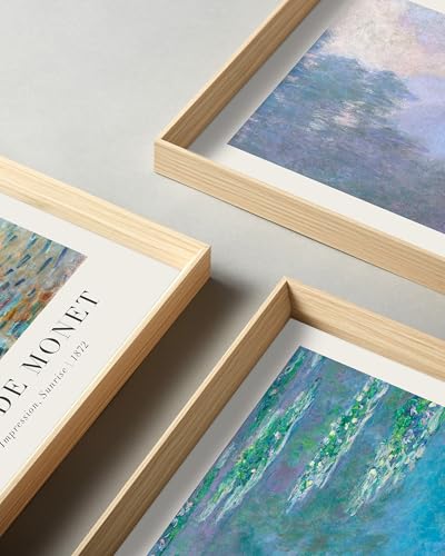 Framed Claude Monet Water Lilies Canvas Wall Art,Vintage Impressionist Botanical Painting,16x12IN High Framed Design Print...