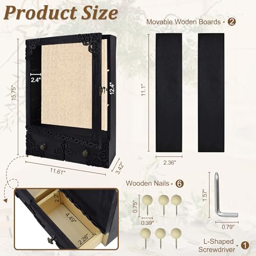 KWYADLUO 11x16 Shadow Box Frame with Light, Memorial Display Case with Shelves, Drawer and Slot for Keepsakes, Deep Memori...