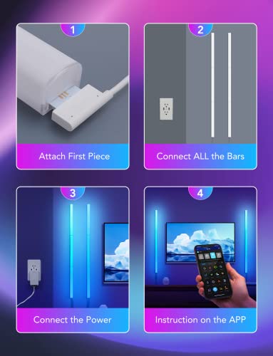 Govee Glide Wall Lights, RGBIC LED Light, Smart Gaming Light Compatible with SmartThings, RGB Lights Bar, LED Wall Lights ...