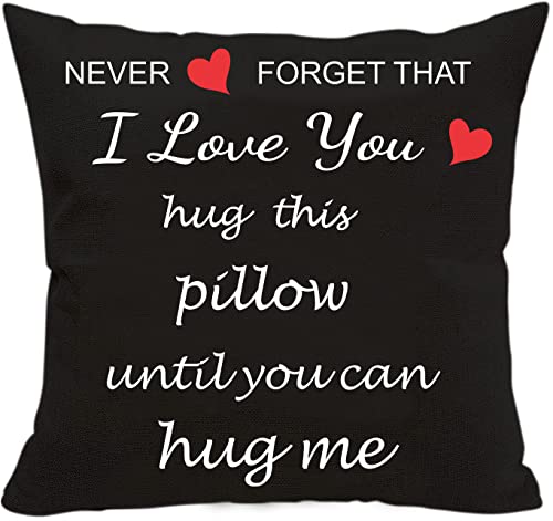 Anrkets Two Sided Printing Lover Pillow Cover I Love You Hug This Pillow Until You Can Hug Me, Valentine's Day Birthday Gi...