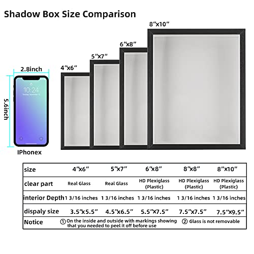 KAPIX Shadow Box 8x10 Picture Frame with HD Plexiglass Deep Wood Memory Box Display case for Collections,Ticket,Memorabili...