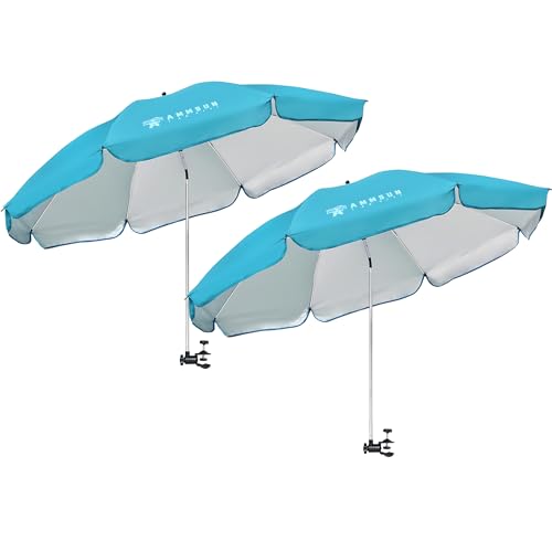 AMMSUN XL Chair Umbrella with Universal Clamp Adjustable 47 inches and 360-degree Swivel UPF 50+, Portable Clamp on Campin...