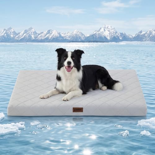 ZOMISIA Cooling Dog Bed for Crate, Q-Max>0.5 Cooling Mat with Removable Washable Cover, Orthopedic Egg Crate Foam Summer P...