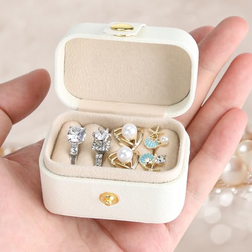KUKUVR Small Travel Jewelry Box For Ring Stud Earring, Mini Jewelry Ring Holder for Multiple Rings, Portable Jewelry Stora...