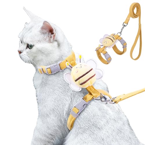 WELLYUK Cat Harness and Leash Set for Outdoor Travel Walking Escape Proof Soft Safe Adjustable Kitten Puppy Small Strap Ki...