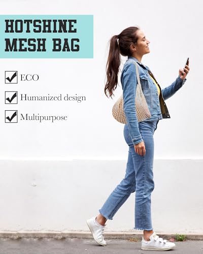 Eccliy 12 Pieces Reusable Cotton Mesh Grocery Bag Farmers Bags Net Shopping Beach Organizer Bulk Aesthetic Portable Tote w...