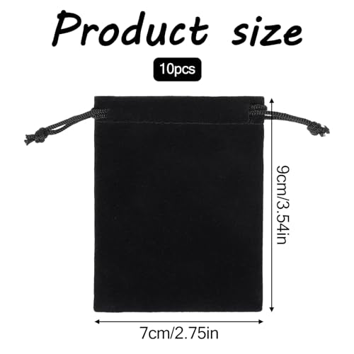 Fyntave 10 Pieces Velvet Drawstring Bags Wedding Gift Bags Black Velvet Jewelry Bag Small Jewelry Pouches Wedding Soft Par...