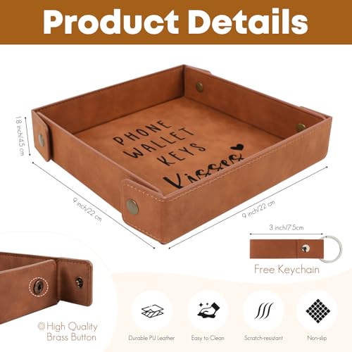 Gifts for Boyfriend, Husband, Romantic Gifts for Him, Mens Birthday Gifts Idea - Premium PU Leather Valet Tray - Best Mens...