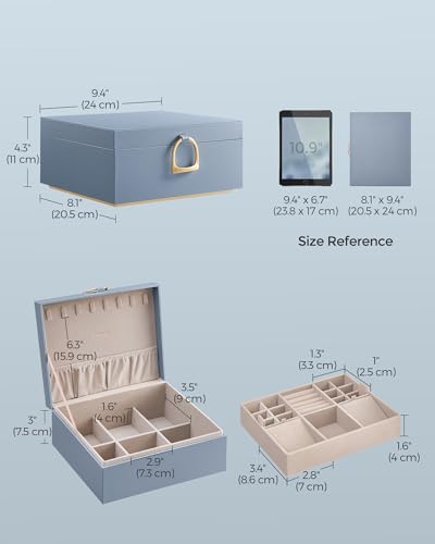 SONGMICS 2-Layer Jewelry Box, Jewelry Organizer with Handle, Removable Jewelry Tray, Jewelry Storage, Floating Effect, 8.1...