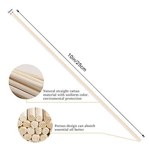 VFULIE 100PCS Reed Diffuser Sticks, 10 Inch Natural Rattan Wood Sticks Essential Oil Aroma Diffuser Sticks Refill Replacem...