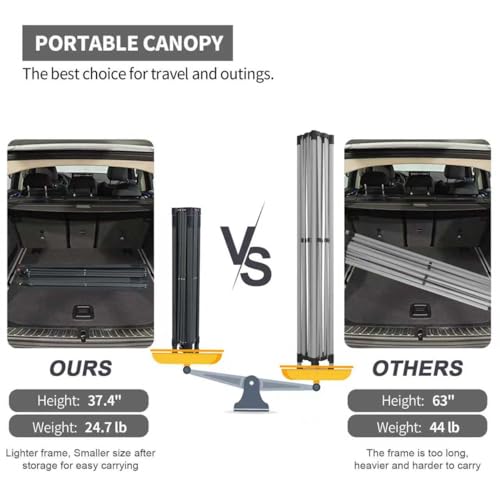 10x10 Pop Up Canopy Tent with 2 Sidewalls, Easy Up Canopy Outdoor Party Sun Shade Tent Portable Gazebo for Beach Camping E...