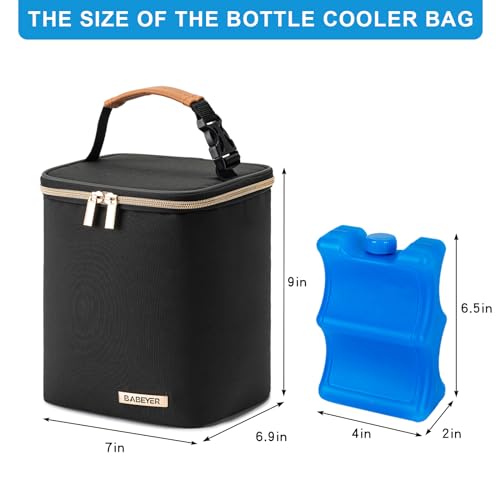 BABEYER Breastmilk Cooler Bag with Ice Pack Fits 4 Baby Bottles Up to 9 Ounce, Baby Bottle Cooler Bag Suitable for Nursing...