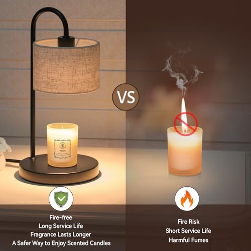 FINCMY Candle Warmer Lamp with Timer, Dimmable Candle Wax Warmer Candle Lamp Warmer for Scented Candles with 2 Bulbs, Moth...