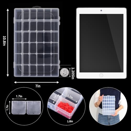 OUTUXED 2 Pack 36 Grids Clear Plastic Bead Organizer Box, Fishing Tackle Box Compartment Organizer with Adjustable Divider...