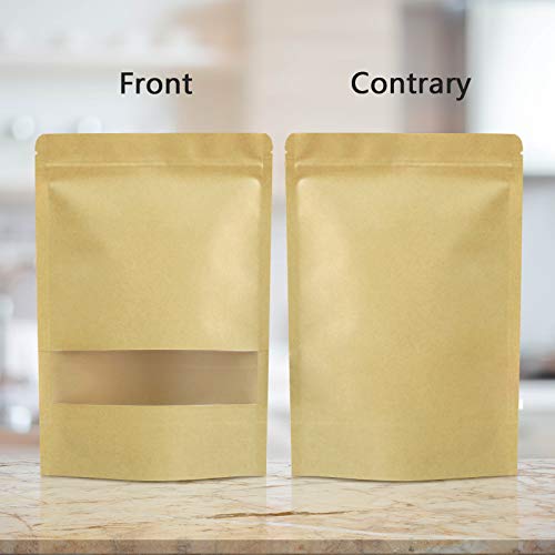 FireKylin 100 Pcs Paper Bags Resealable bags 3.5" x 5.5" Zipper Food Storage Bags, Stand Up, with Matte Window, Reusable, ...