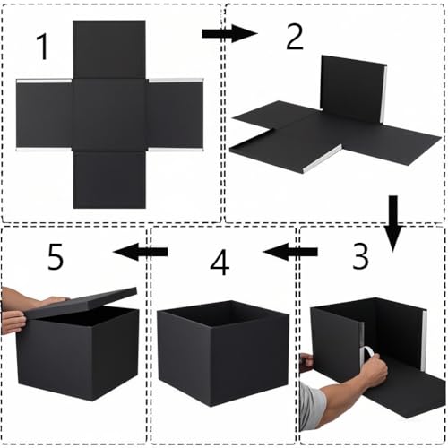 UoeRing 1Pcs Black Extra Large gift box with lids 13×13×7 Inches gift boxes for presents,Birthday Box (include Ribbon, Pap...