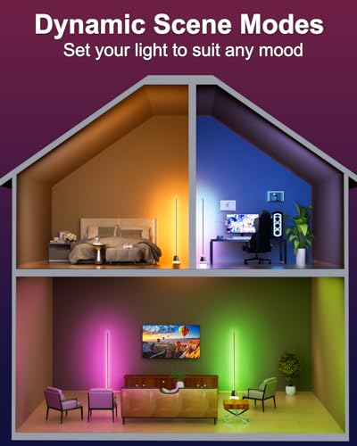 Keepsmile Smart RGB LED Corner Floor Lamp,172 LEDs Bright Standing Lamps for Living Room with APP and Remote,Modern Floor ...